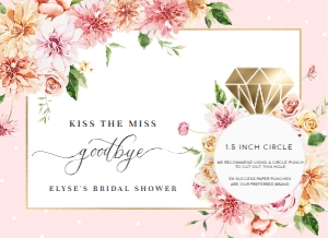 QIN-PNK-6-B1730 - QUINN FLORAL - PINK - KISS THE MISS LIP BALM FAVOUR TAG - 5.5" x 4": QIN-PNK-6-B1730 - QUINN FLORAL - PINK - KISS THE MISS LIP BALM FAVOUR TAG