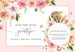 QIN-PNK-6-B1730 - QUINN FLORAL - PINK - KISS THE MISS LIP BALM FAVOUR TAG - 3.5" x 5": QIN-PNK-6-B1730 - QUINN FLORAL - PINK - KISS THE MISS LIP BALM FAVOUR TAG