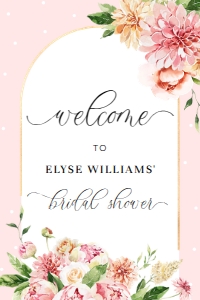 QIN-PNK-3-B1733 - QUINN FLORAL - PINK - WELCOME SIGN - 24" x 36": QIN-PNK-3-B1733 - QUINN FLORAL - PINK - WELCOME SIGN