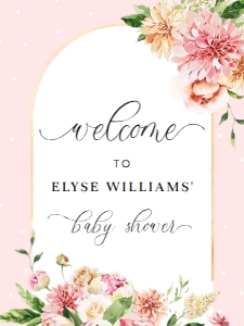 QIN-PNK-3-B1733 - QUINN FLORAL - PINK - WELCOME SIGN - 18" x 24": QIN-PNK-3-B1733 - QUINN FLORAL - PINK - WELCOME SIGN