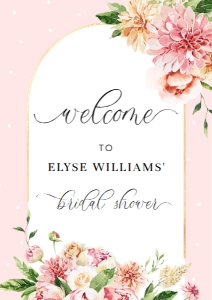 QIN-PNK-3-B1733 - QUINN FLORAL - PINK - WELCOME SIGN - A1: QIN-PNK-3-B1733 - QUINN FLORAL - PINK - WELCOME SIGN