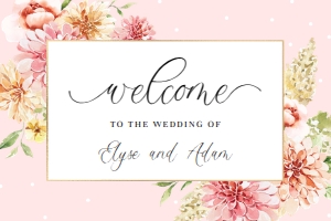 QIN-PNK-3-B1734 - QUINN FLORAL - PINK - WELCOME SIGN - 24" x 36": QIN-PNK-3-B1734 - QUINN FLORAL - PINK - WELCOME SIGN