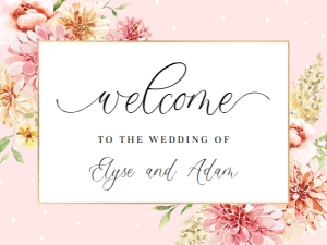QIN-PNK-3-B1734 - QUINN FLORAL - PINK - WELCOME SIGN - 18" x 24": QIN-PNK-3-B1734 - QUINN FLORAL - PINK - WELCOME SIGN