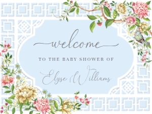 TRI-BLU-3-B1735 - TRIANON - BLUE - WELCOME SIGN - 18" x 24": TRI-BLU-3-B1735 - TRIANON - BLUE - WELCOME SIGN