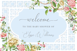 TRI-BLU-3-B1735 - TRIANON - BLUE - WELCOME SIGN - 24" x 36": TRI-BLU-3-B1735 - TRIANON - BLUE - WELCOME SIGN
