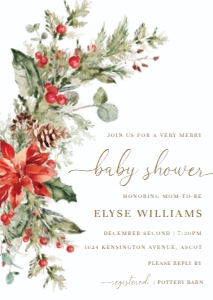 NUT-WHT-1-B1739 - NUTMEG NOEL - WHITE - CHRISTMAS BABY SHOWER INVITATION - A6: NUT-WHT-1-B1743 - NUTMEG NOEL - WHITE - CHRISTMAS BABY SHOWER INVITATION SUITE