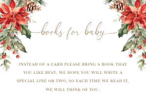 NUT-WHT-2-B1741 - NUTMEG NOEL - WHITE - CHRISTMAS BOOKS FOR BABY CARD - 5.5" x 4": NUT-WHT-1-B1743 - NUTMEG NOEL - WHITE - CHRISTMAS BABY SHOWER INVITATION SUITE
