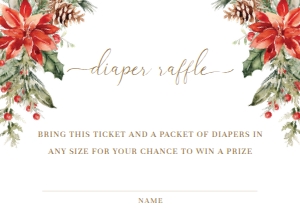 NUT-WHT-10-B1742 - NUTMEG NOEL - WHITE - CHRISTMAS RAFFLE TICKET - 5.5" x 4": NUT-WHT-1-B1743 - NUTMEG NOEL - WHITE - CHRISTMAS BABY SHOWER INVITATION SUITE