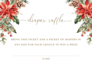 NUT-WHT-10-B1742 - NUTMEG NOEL - WHITE - CHRISTMAS RAFFLE TICKET - 3.5" x 5": NUT-WHT-1-B1743 - NUTMEG NOEL - WHITE - CHRISTMAS BABY SHOWER INVITATION SUITE