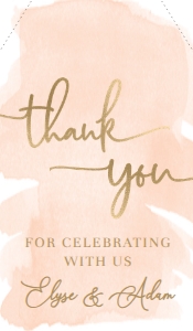 WAT-PEA-6-B329 - WATERCOLOUR PEACH - GOLD FOIL - THANK YOU FAVOUR TAGS - 1.75" x 3": WAT-PEA-10-B593 - WATERCOLOUR PEACH - GOLD FOIL - BRIDAL SHOWER GAMES BUNDLE