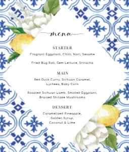 MED-BLU-12-B146 - THE MED - LEMONS - MENU - 8.5" x 11": MED-BLU-12-B146 - THE MED - LEMONS - MENU