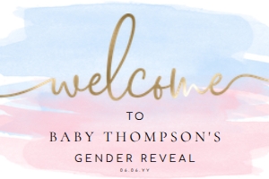 WAT-PNB-3-B005 - WATERCOLOUR PINK BLUE GOLD - WELCOME SIGN - 24" x 36": WAT-PNB-3-B005 - WATERCOLOUR PINK BLUE GOLD - WELCOME SIGN