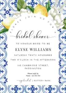 MED-BLU-1-B1750 - THE MED - LEMONS - BRIDAL SHOWER INVITATION - ARCH - A6: MED-BLU-1-B1968 - THE MED - LEMONS - BRIDAL SHOWER INVITATION SUITE - ARCH