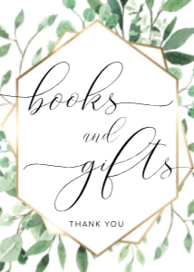 EVE-GRE-7-B1776 - EVERLY - GREEN - BOOKS AND GIFTS SIGN - 5" x 7": EVE-GRE-7-B1776 - EVERLY - GREEN - BOOKS AND GIFTS SIGN