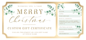 FER-GRE-14-B1778 - FERRAS BLOSSOM - GREENERY - MERRY CHRISTMAS GIFT CERTIFICATE - DL: FER-GRE-14-B1778 - FERRAS BLOSSOM - GREENERY - MERRY CHRISTMAS GIFT CERTIFICATE