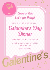BAR-PNK-1-B1779 - BARBIE PARTY - PINK GOLD - GALENTINE'S INVITATION - A6: BAR-PNK-1-B1779 - BARBIE PARTY - PINK GOLD - GALENTINE'S INVITATION