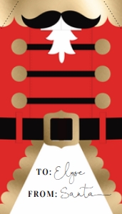 NCC-RED-6-B1784 - NUTCRACKER COAT - RED GOLD - CHRISTMAS GIFT TAG - 2" x 3.5": NCC-RED-6-B1784 - NUTCRACKER COAT - RED GOLD - CHRISTMAS GIFT TAG