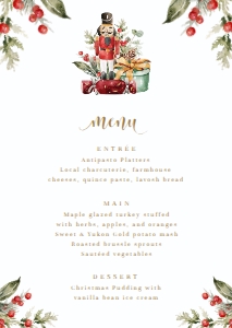 NUT-WHT-12-B1795 - NUTMEG NOEL - WHITE - NUTCRACKER CHRISTMAS MENU - A6: NUT-WHT-12-B1795 - NUTMEG NOEL - WHITE - NUTCRACKER CHRISTMAS MENU