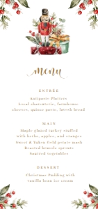 NUT-WHT-12-B1795 - NUTMEG NOEL - WHITE - NUTCRACKER CHRISTMAS MENU - DL: NUT-WHT-12-B1795 - NUTMEG NOEL - WHITE - NUTCRACKER CHRISTMAS MENU
