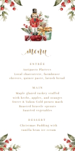 NUT-WHT-12-B1795 - NUTMEG NOEL - WHITE - NUTCRACKER CHRISTMAS MENU - 4" x 8": NUT-WHT-12-B1795 - NUTMEG NOEL - WHITE - NUTCRACKER CHRISTMAS MENU