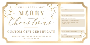 PAN-WHG-14-B1796 -  PAINTLY - WHITE GOLD - CHRISTMAS GIFT CERTIFICATE - 4" x 8": PAN-WHG-14-B1796 - PAINTLY - WHITE GOLD - CHRISTMAS GIFT CERTIFICATE