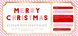 STR-RPK-14-B1798 - STRIPE - RED PINK - CHRISTMAS GIFT CERTIFICATE - DL: STR-RPK-14-B1798 - STRIPE - RED PINK - CHRISTMAS GIFT CERTIFICATE