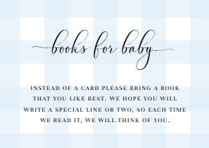 GIN-BLU-2-B1562 - GINGHAM - BLUE - BOOKS FOR BABY CARD - A7: GIN-BLU-1-B197 - GINGHAM BLUE - BABY SHOWER INVITATION SUITE