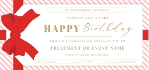 STR-RPK-14-B1811 - STRIPE - RED PINK - BIRTHDAY GIFT CERTIFICATE - DL: STR-RPK-14-B1811 - STRIPE - RED PINK - BIRTHDAY GIFT CERTIFICATE