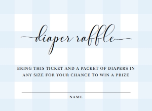 GIN-BLU-10-B1560 - GINGHAM - BLUE - DIAPER RAFFLE TICKET - 5.5" x 4": GIN-BLU-1-B197 - GINGHAM BLUE - BABY SHOWER INVITATION SUITE