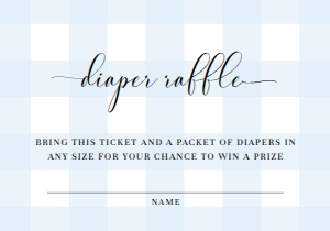 GIN-BLU-10-B1560 - GINGHAM - BLUE - DIAPER RAFFLE TICKET - 3.5" x 5": GIN-BLU-1-B197 - GINGHAM BLUE - BABY SHOWER INVITATION SUITE