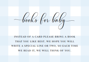 GIN-BLU-2-B1562 - GINGHAM - BLUE - BOOKS FOR BABY CARD - 3.5" x 5": GIN-BLU-1-B197 - GINGHAM BLUE - BABY SHOWER INVITATION SUITE