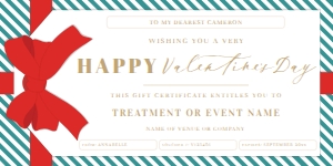 STR-RTE-14-B1821 - STRIPE - RED TEAL - VALENTINE'S DAY GIFT TAG GIFT CERTIFICATE - 4" x 8": STR-RTE-14-B1821 - STRIPE - RED TEAL - VALENTINE'S DAY GIFT TAG GIFT CERTIFICATE