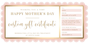 FSC-PNK-14-B1822 - FANCY SCALLOP - PINK GOLD - MOTHER'S DAY GIFT CERTIFICATE - 4" x 8": FSC-PNK-14-B1822 - FANCY SCALLOP - PINK GOLD - MOTHER'S DAY GIFT CERTIFICATE