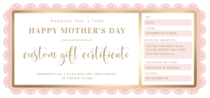 FSC-PNK-14-B1822 - FANCY SCALLOP - PINK GOLD - MOTHER'S DAY GIFT CERTIFICATE - DL: FSC-PNK-14-B1822 - FANCY SCALLOP - PINK GOLD - MOTHER'S DAY GIFT CERTIFICATE