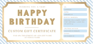 STR-BLU-14-B1813 - STRIPE - BLUE - HAPPY BIRTHDAY GIFT CERTIFICATE - DL: STR-BLU-14-B1813 - STRIPE - BLUE - HAPPY BIRTHDAY GIFT CERTIFICATE