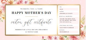 QIN-PNK-14-B1827 - QUINN FLORAL - PINK - MOTHER'S DAY GIFT CERTIFICATE - DL: QIN-PNK-14-B1827 - QUINN FLORAL - PINK - MOTHER'S DAY GIFT CERTIFICATE