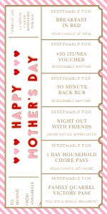 STR-RPK-14-B1826 - STRIPE - RED PINK - MOTHER'S DAY LOVE COUPONS CERTIFICATE - 4" x 8": STR-RPK-14-B1826 - STRIPE - RED PINK - MOTHER'S DAY LOVE COUPONS CERTIFICATE
