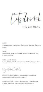 GIG-WHT-12-B1832 - GIGI SCRIPT - WHITE - DRINKS MENU SIGN - DL: GIG-WHT-12-B1832 - GIGI SCRIPT - WHITE - DRINKS MENU SIGN
