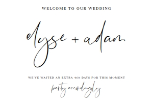 GIG-WHT-3-B1282 - GIGI SCRIPT - WHITE - WE'VE WAITED WELCOME SIGN - 24" x 36": GIG-WHT-3-B1282 - GIGI SCRIPT - WHITE - WE'VE WAITED WELCOME SIGN