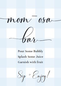 GIN-BLU-7-B573 - GINGHAM - BLUE - MOM-OSA BAR SIGN - PORTRAIT - 5" x 7": GIN-BLU-7-B573 - GINGHAM - BLUE - MOM-OSA BAR SIGN