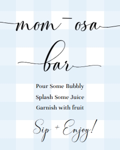 GIN-BLU-7-B573 - GINGHAM - BLUE - MOM-OSA BAR SIGN -  PORTRAIT - 8" x 10": GIN-BLU-7-B573 - GINGHAM - BLUE - MOM-OSA BAR SIGN