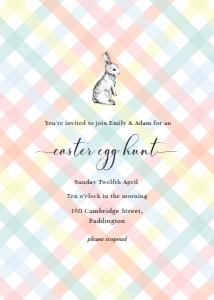 GIN-MLT-1-B428 - GINGHAM - MULTI - EASTER EGG HUNT INVITATION - 5" x 7": GIN-MLT-1-B428 - GINGHAM - MULTI - EASTER EGG HUNT INVITATION