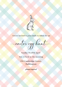 GIN-MLT-1-B428 - GINGHAM - MULTI - EASTER EGG HUNT INVITATION - A6: GIN-MLT-1-B428 - GINGHAM - MULTI - EASTER EGG HUNT INVITATION