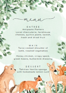 WOD-GRE-12-B1906 - WOODLAND - GREEN - MENU - A6: WOD-GRE-12-B1906 - WOODLAND - GREEN - MENU