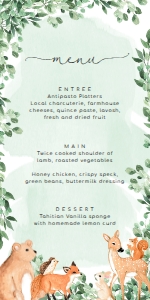WOD-GRE-12-B1906 - WOODLAND - GREEN - MENU - 4" x 8": WOD-GRE-12-B1906 - WOODLAND - GREEN - MENU