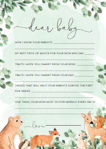 WOD-GRE-10-B1911 - WOODLAND - GREEN - DEAR BABY GAME - 5" x 7": WOD-GRE-10-B1911 - WOODLAND - GREEN - DEAR BABY GAME