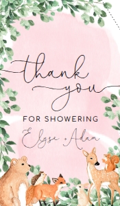 WOD-PNK-6-B1903 - WOODLAND - PINK - THANK YOU FAVOUR TAG - 1.75" x 3": WOD-PNK-6-B1903 - WOODLAND - PINK - THANK YOU FAVOUR TAG