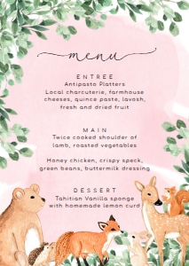 WOD-PNK-12-B1906 - WOODLAND - PINK - MENU - A6: WOD-PNK-12-B1906 - WOODLAND - PINK - MENU