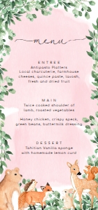 WOD-PNK-12-B1906 - WOODLAND - PINK - MENU - DL: WOD-PNK-12-B1906 - WOODLAND - PINK - MENU