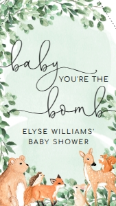 WOD-GRE-6-B1930 - WOODLAND - GREEN - BABY YOU'RE THE BOMB BATH BOMB FAVOUR TAG - 8cm x 4.5cm: WOD-GRE-6-B1930 - WOODLAND - GREEN - BABY YOU'RE THE BOMB BATH BOMB FAVOUR TAG